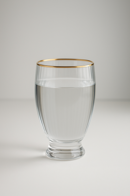 طقم 6 كاسات ماء محزز - حز ذهبي