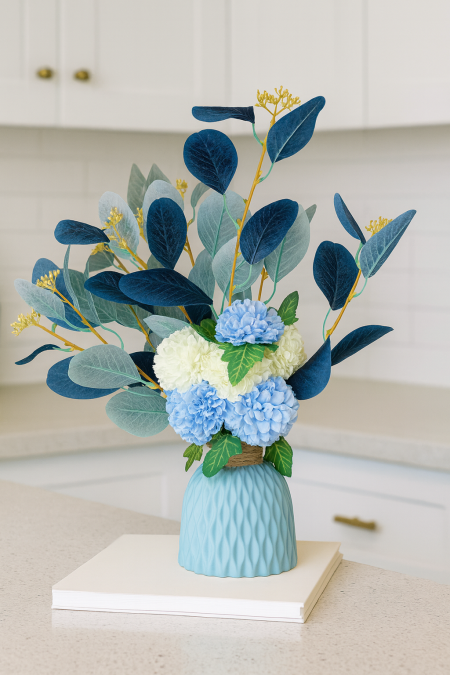 فازة مع ورد - ازرق