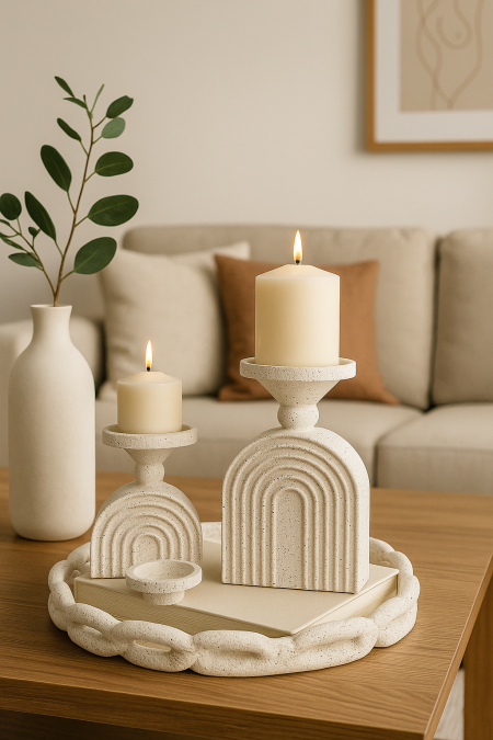 شمعدان من حجر تيرازو بقاعدة