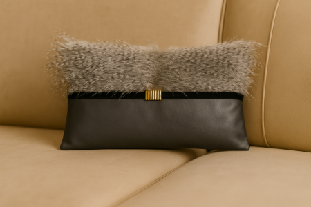 كوشينز مستطيل رمادي وريش 25*45