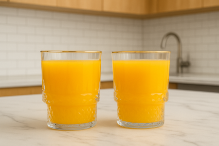 طقم 6 كاسات عصير مع خصر محزز