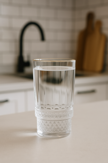 طقم كاسات مي مع خصر محزز ذهبي