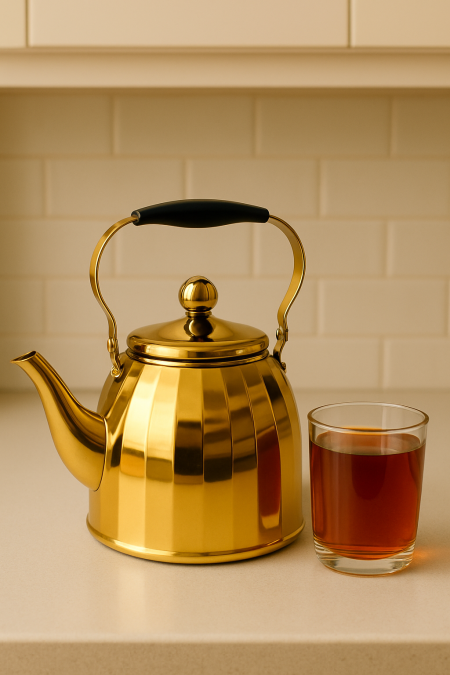 ابريق شاي ستانلس لون ذهبي