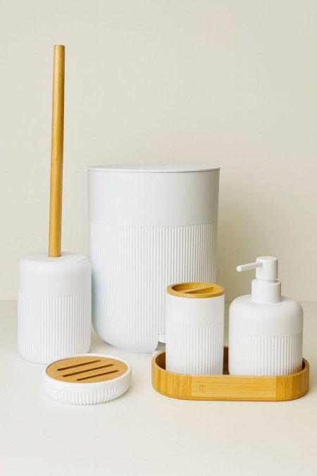 طقم حمام 6 قطع لون ابيض