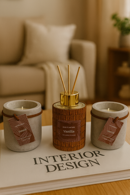 بكج شموع ومعطر عيدان - فانيلا