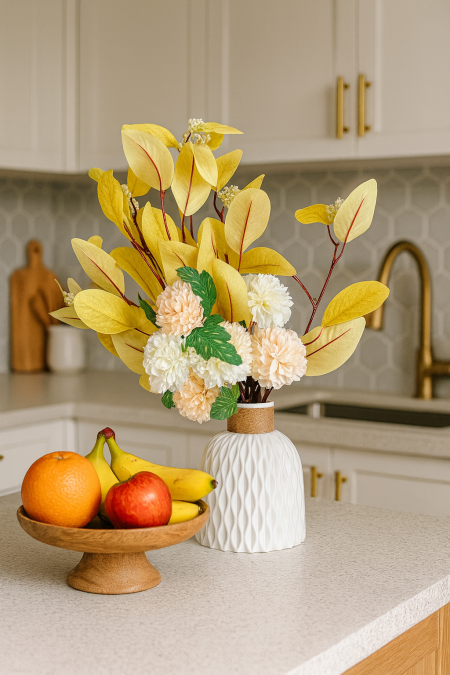 فازة ديكور - اصفر وابيض