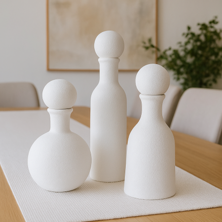 طقم تحف 3 اشكال -  ابيض