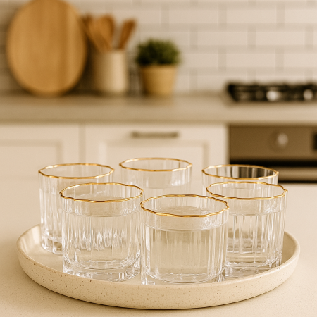 طقم 6 كاسات مي محزز - وردة