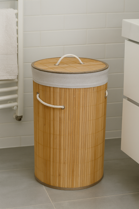 سلة غسيل بامبو مدور