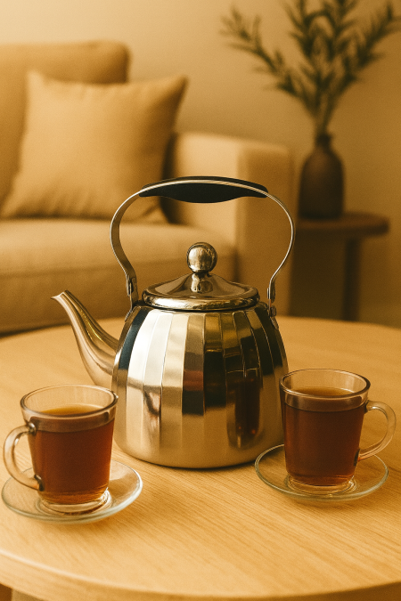 ابريق شاي ستانلس فضي