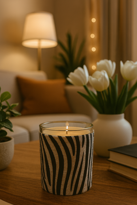 شمعة زيبرا مخمل
