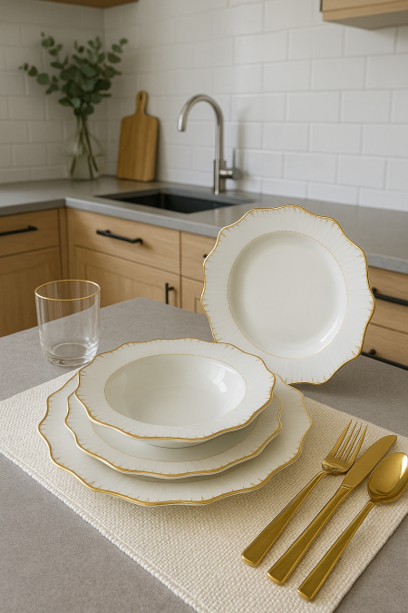 طقم صحون 24 قطعة ابيض