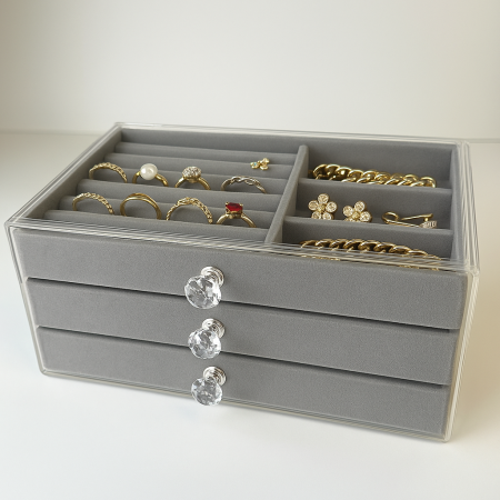 منظم اكسسوارات 3 طبقات - رمادي