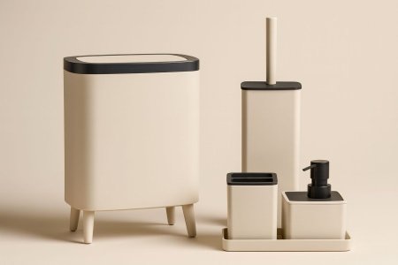 طقم حمام 5 قطع لون بيج