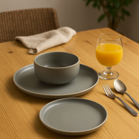 طقم صحون 18 قطعة - اخضر فاتح منمش