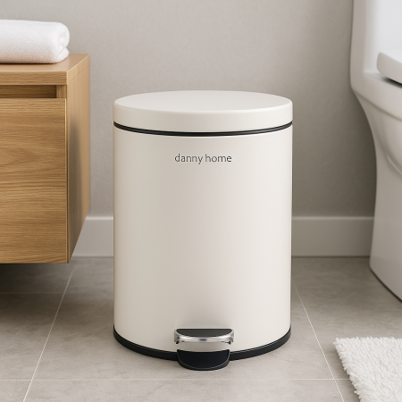 سلة مهملات معدن - ابيض