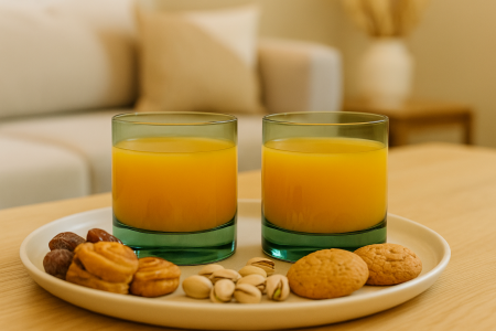 طقم 6 كاسات عصير - شفاف اخضر