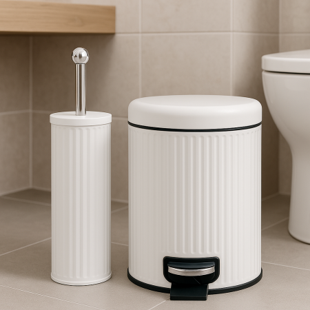 طقم حمام قطعتين معدن - ابيض