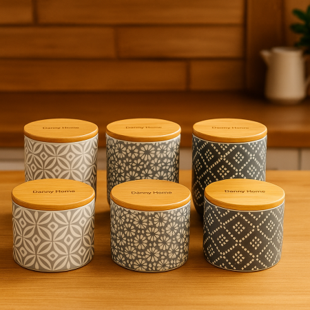 طقم علب 6 قطع منقش