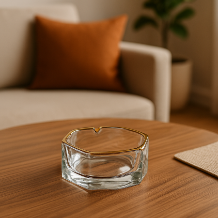 مكتة مضلع مع حز ذهبي