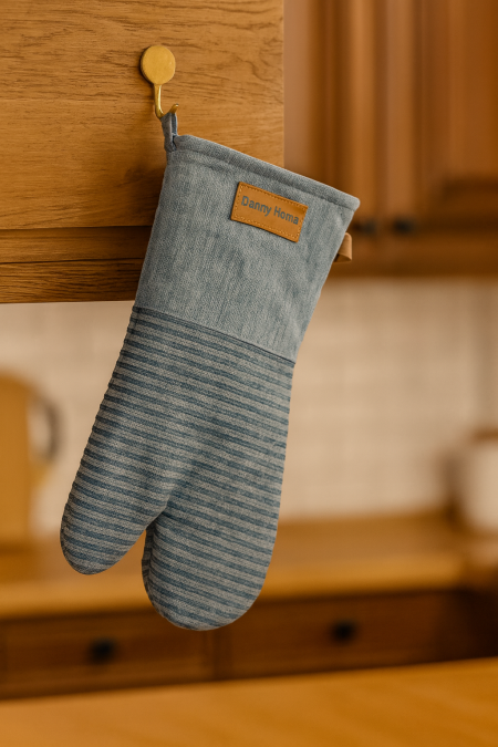 طقم كفوف قماش قطعتين - ازرق