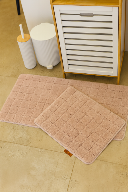 طقم دعسات 2 قطعة - 60*60 - 60*100 - زهري فاتح