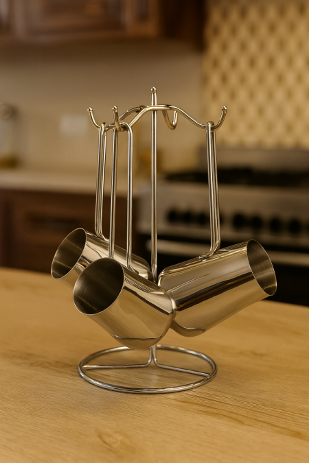 طقم ستاند مع 3 غلايات ستانلس