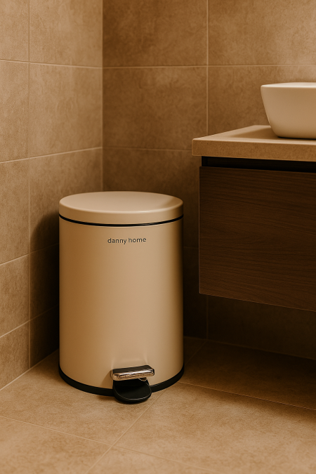 سلة مهملات معدن - بيج غامق