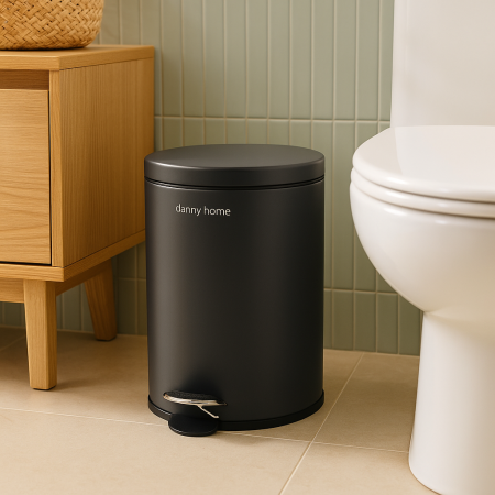 سلة مهملات معدن - اسود