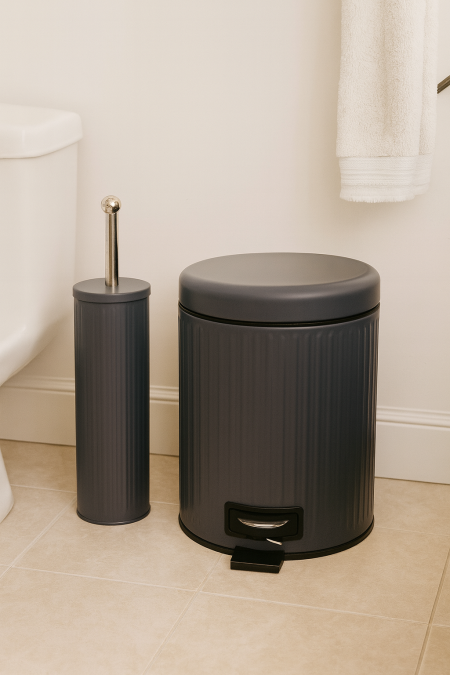 طقم حمام قطعتين معدن - رمادي