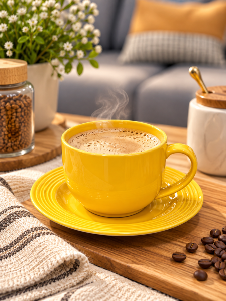 طقم 6 كاسات نسكافيه - اصفر