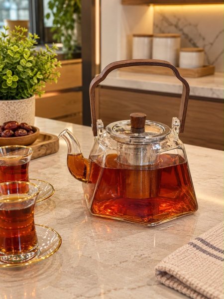 ابريق شاي زجاج شفاف