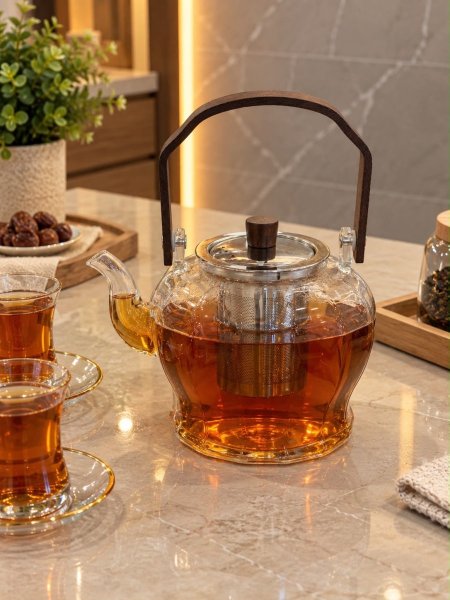 ابريق شاي زجاج شفاف