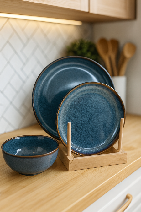 طقم صحون 18 قطعة ازرق