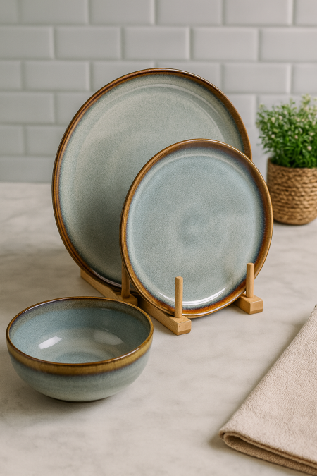 طقم صحون 18 قطعة رمادي مونس الطرف