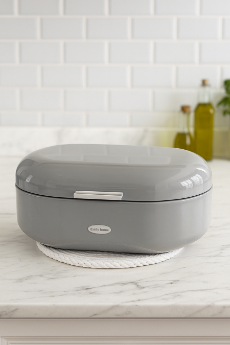 علبة خبز معدن - رمادي