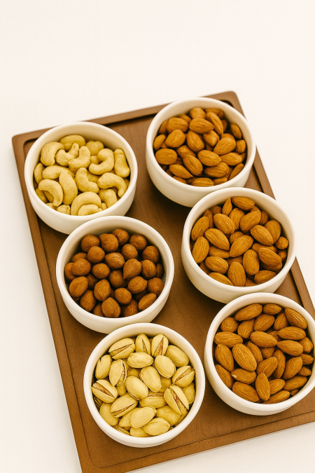 طقم صينية خشب مع ٦ صحون - افوايت