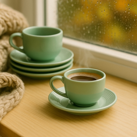 طقم 6 فناجين قهوة - فستقي