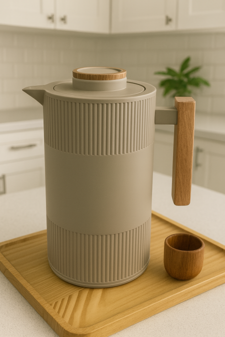 تيرموس بيج غامق مخطط مسكة خشب