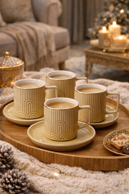 طقم 6 كاسات نسكافيه - بيج