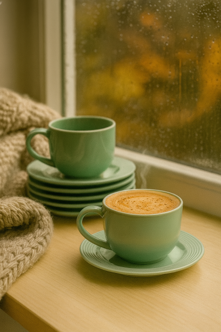 طقم 6 كاسات نسكافيه . فستقي